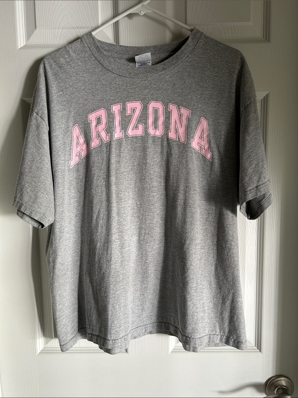 Gray Short Sleeve Tee with Pink Arizona Graphic
